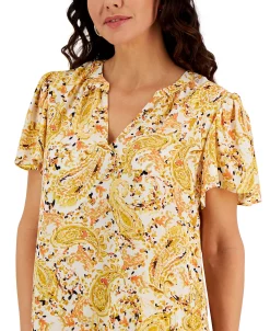 Kasper Women's Flutter-Sleeve Peasant Top -Anne Klein Sales Store 23703455 fpx