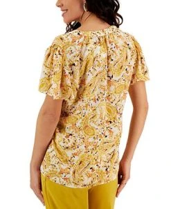 Kasper Women's Flutter-Sleeve Peasant Top -Anne Klein Sales Store 23703456 fpx