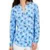 Anne Klein Women's Floral-Print Ity Long-Sleeve Blouse