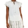 Anne Klein Women's Lace Cap-Sleeve Split-Neck Top