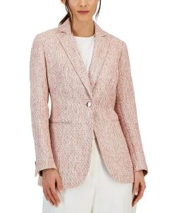 Anne Klein Women's Tweed One-Button Notched-Collar Jacket
