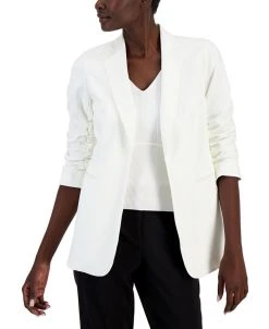 Anne Klein Women's Collection Scrunch-Sleeve Open-Front Blazer