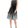 Anne Klein Women's Cotton Dot-Print Fit & Flare Belted Dress