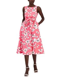 Anne Klein Women's Floral-Print Fit & Flare Midi Dress
