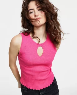 Bar III Women's Sleeveless Ribbed Cropped Keyhole-Cutout Sweater, Created For Macy's -Anne Klein Sales Store 23720726 fpx