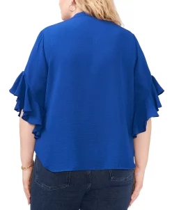 Vince Camuto Plus Size Ruffle Sleeve Henley Blouse -Anne Klein Sales Store 23732304 fpx