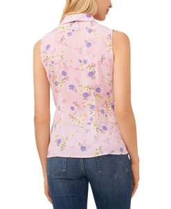 CeCe Women's Floral-Print Sleeveless Bow Blouse -Anne Klein Sales Store 23734648 fpx