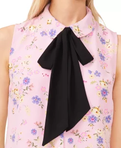 CeCe Women's Floral-Print Sleeveless Bow Blouse -Anne Klein Sales Store 23734649 fpx