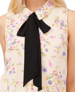 CeCe Women's Floral-Print Sleeveless Bow Blouse -Anne Klein Sales Store 23734669 fpx