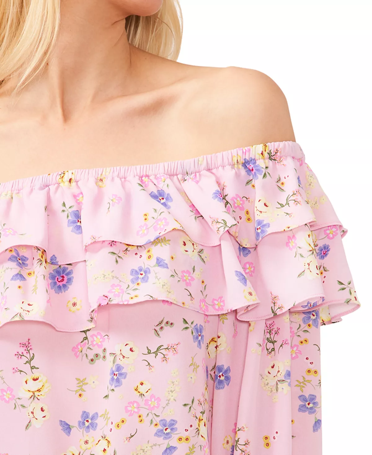 CeCe Women's Floral-Print Ruffled Off-The-Shoulder Blouse 3 CeCe Women's Floral-Print Ruffled Off-The-Shoulder Blouse - Image 3