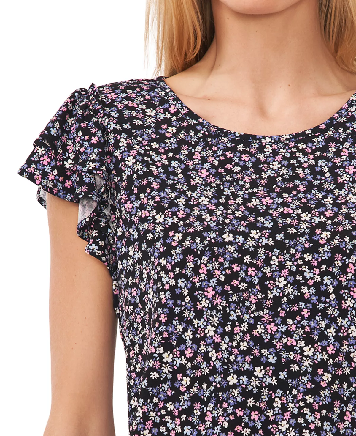 CeCe Women's Floral-Print Double-Ruffle Sleeve Top 3 CeCe Women's Floral-Print Double-Ruffle Sleeve Top - Image 3