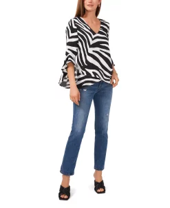 Vince Camuto Women's Flutter Sleeve Zesty Zebra Blouse -Anne Klein Sales Store 23755939 fpx