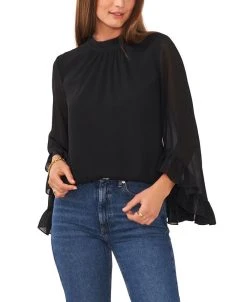 Vince Camuto Women's Mock Neck Blouse With Dramatic Sleeves