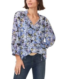 Vince Camuto Women's Raglan Sleeve Split-Neck Blouse