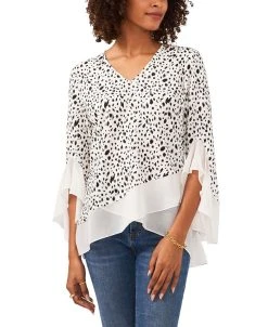 Vince Camuto Women's Flutter Sleeve V-Neck Animal Print Top