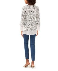 Vince Camuto Women's Flutter Sleeve V-Neck Animal Print Top -Anne Klein Sales Store 23755987 fpx