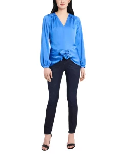 Vince Camuto Women's Long Sleeve Tie Front V-Neck Blouse -Anne Klein Sales Store 23756379 fpx