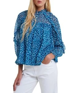 French Connection Women's Billi Printed Ruffled Blouse