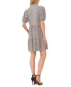 CeCe Women's Gingham Babydoll Elbow-Sleeve Tiered Dress -Anne Klein Sales Store 23757516 fpx