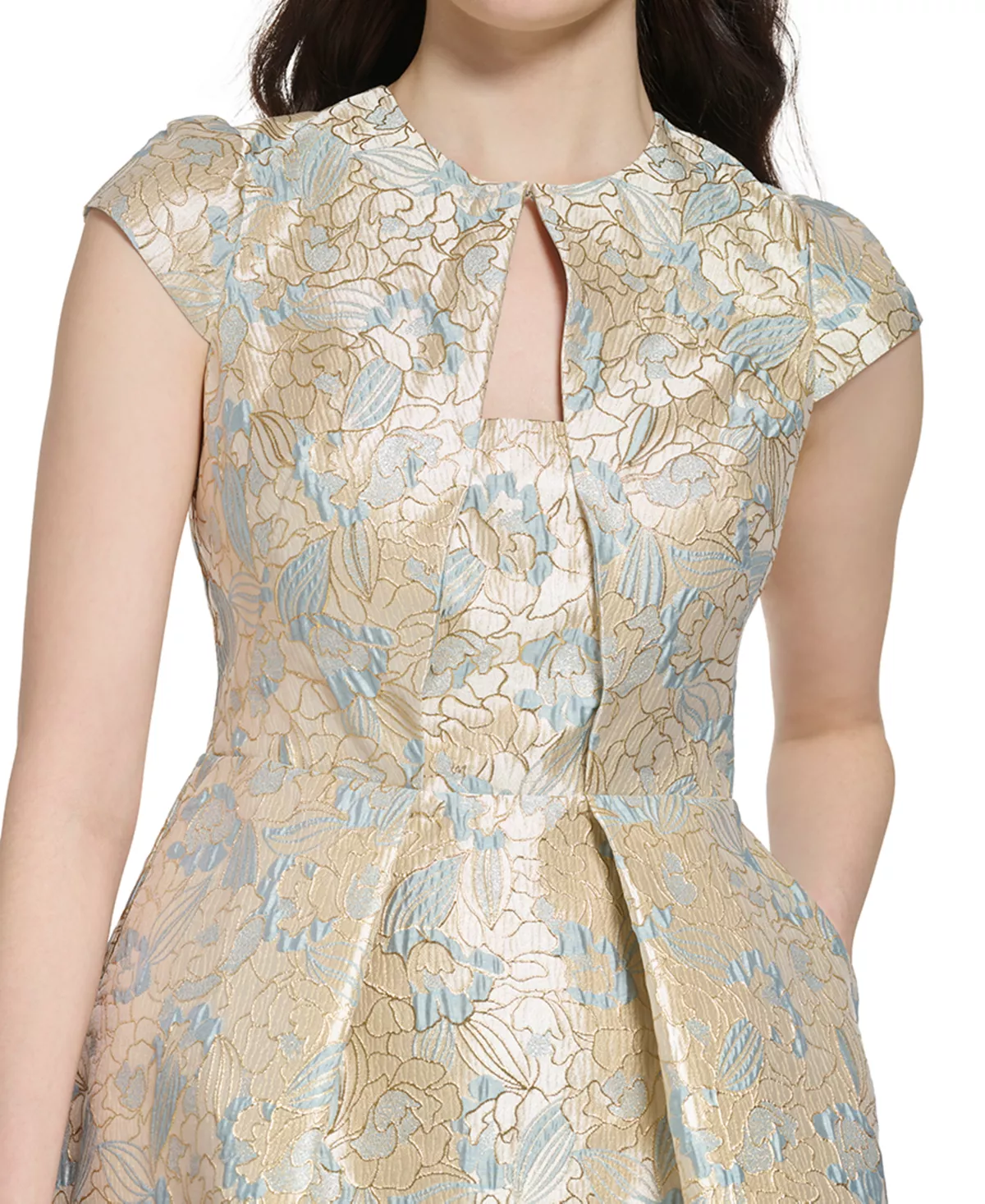 Vince Camuto Women's Jacquard Cap-Sleeve Fit & Flare Dress 6 Vince Camuto Women's Jacquard Cap-Sleeve Fit & Flare Dress - Image 6