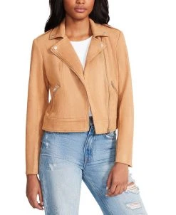Steve Madden Women's Faux-Suede Zip-Front Moto Jacket