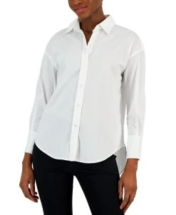 Anne Klein Women's Open-Collar Blouson-Sleeve Shirt