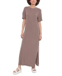 Black Tape Women's Elbow-Sleeve Side-Slit T-Shirt Dress