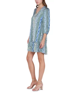 Black Tape Light Satin V-Neck Ruffled-Hem Mini Dress -Anne Klein Sales Store 23776529 fpx