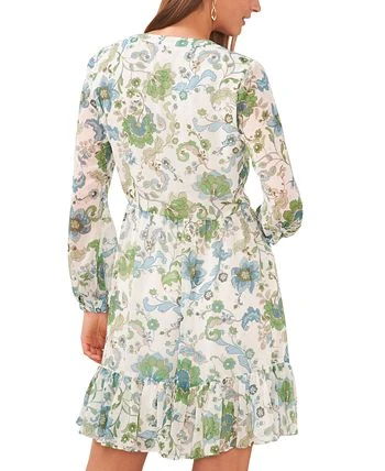 Vince Camuto Women's Printed Split-Neck Long-Sleeve Dress 2 Vince Camuto Women's Printed Split-Neck Long-Sleeve Dress - Image 2