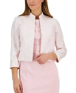 Kasper Women's Floral Jacquard Open-Front 3/4-Sleeve Jacket -Anne Klein Sales Store 23776558 fpx