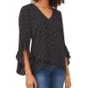 Vince Camuto Women's Printed V-Neck Flutter Sleeve Top