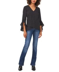 Vince Camuto Women's Printed V-Neck Flutter Sleeve Top -Anne Klein Sales Store 23776632 fpx