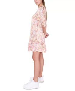 Black Tape Light Satin V-Neck Ruffled-Hem Mini Dress -Anne Klein Sales Store 23776708 fpx