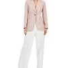 Anne Klein Women's Tweed One-Button Notched-Collar Jacket, V-Neck Camisole & Asymmetrical-Fly Wide-Leg High Rise Pants