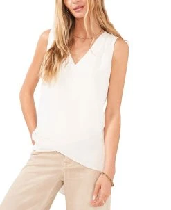 Vince Camuto Women's V-Neck Overlap Sleeveless Top