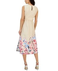 Anne Klein Women's Floral-Print Belted Midi Dress -Anne Klein Sales Store 23777165 fpx