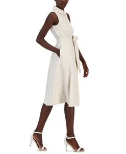 Anne Klein Women's Sleeveless Seersucker Belted Shirt Dress -Anne Klein Sales Store 23777261 fpx