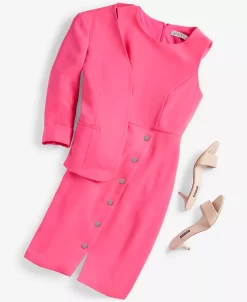 Kasper Women's Stretch Crepe Open-Front Roll-Sleeve Jacket -Anne Klein Sales Store 23777533 fpx