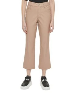 DKNY Women's Faux-Leather Cropped Ankle Pants