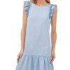 CeCe Women's Ruffled-Sleeve Flounce-Hem Crewneck Dress