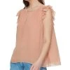 Black Tape Women's Ruffled-Trim Keyhole Chiffon Top
