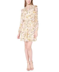 Black Tape Women's Printed Smocked-Waist Minidress