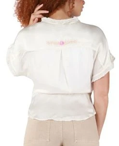 Black Tape Women's Embroidered Tie-Front Wrap Top -Anne Klein Sales Store 23807347 fpx