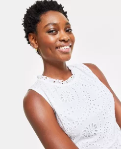 Charter Club Women's Cotton Sleeveless Eyelet Midi Dress, Created For Macy's -Anne Klein Sales Store 23838641 fpx