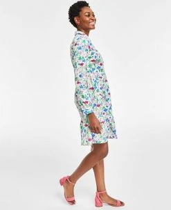 Charter Club Women's Floral-Print Long-Sleeve Shirtdress, Created For Macy's -Anne Klein Sales Store 23890320 fpx