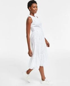 Charter Club Women's Cotton Sleeveless Eyelet Midi Dress, Created For Macy's -Anne Klein Sales Store 23890383 fpx