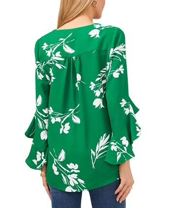 Vince Camuto Women's Floral Whisper Printed Flutter-Sleeve Blouse 2 Vince Camuto Women's Floral Whisper Printed Flutter-Sleeve Blouse - Image 2