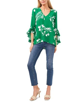 Vince Camuto Women's Floral Whisper Printed Flutter-Sleeve Blouse 3 Vince Camuto Women's Floral Whisper Printed Flutter-Sleeve Blouse - Image 3