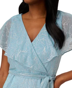 Adrianna Papell Women's Metallic Printed Ruffled Midi Dress -Anne Klein Sales Store 23932069 fpx