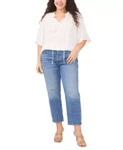 Vince Camuto Plus Size Pleated Size Split-Neck Blouse -Anne Klein Sales Store 23939303 fpx